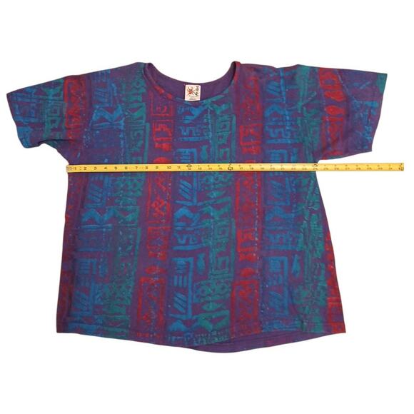 90s EZL Shirt One Size up to 1X Blue Purple Rasta Raggae Tropical Festival Boho - Picture 5 of 11